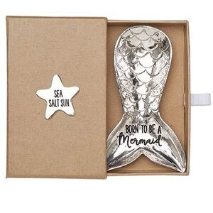 New Mud Pie Born to be a Mermaid Tail Trinket Tray Jewelry Dish Gift Set Coastal